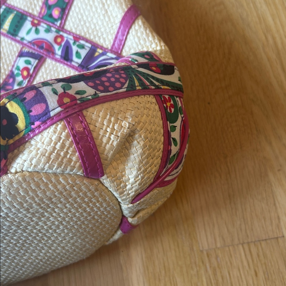 Vera Bradley Purse Viva La Vera Retired Rattan Straw Hobo Shoulder Bag Pink - Picture 15 of 16